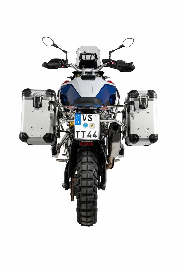 Touratech suitcase Complete kit ZEGA Evo 31/38 - Gray support included - Gray anodizedBMW 900 F 900 GS - 2024 - 2026Ref: Trt01616A / 01-083-6831-0