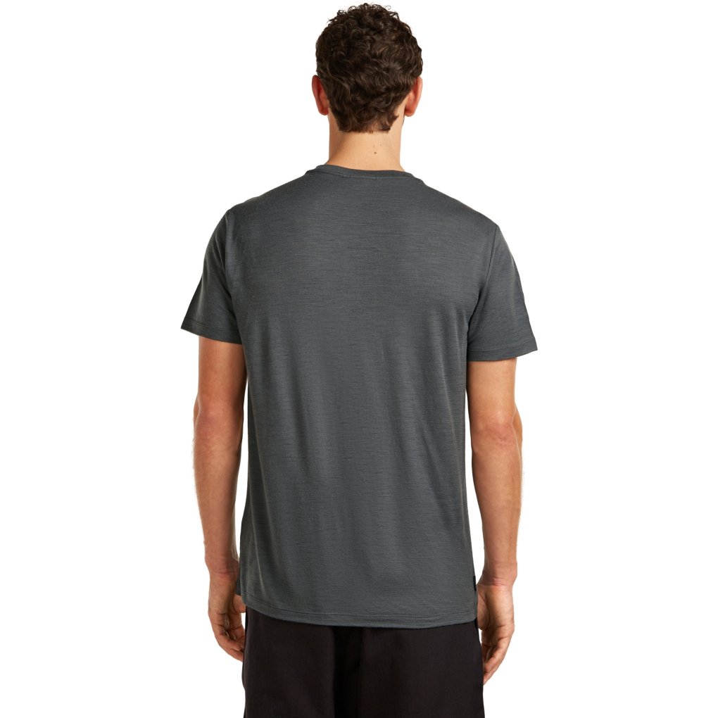 Icebreaker Merino 150 Tech Lite T-Shirt Range Stripes Men - Obsidian