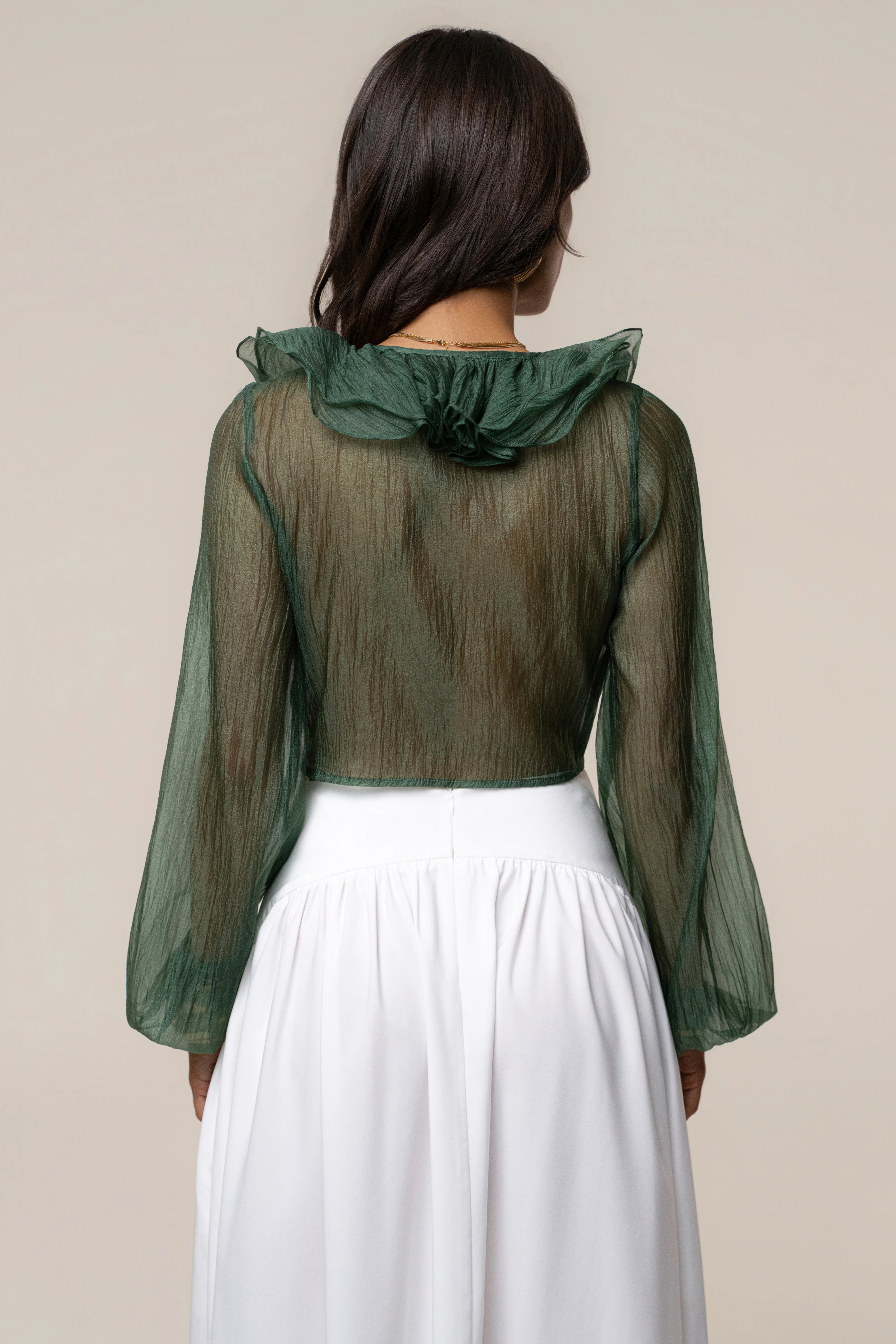 Green Delilah Ruffled Top