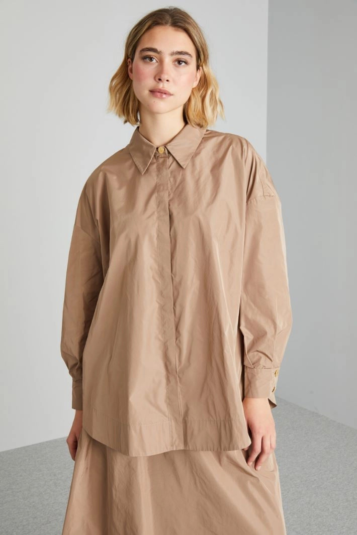 Asymmetric taffeta tunic - SAND