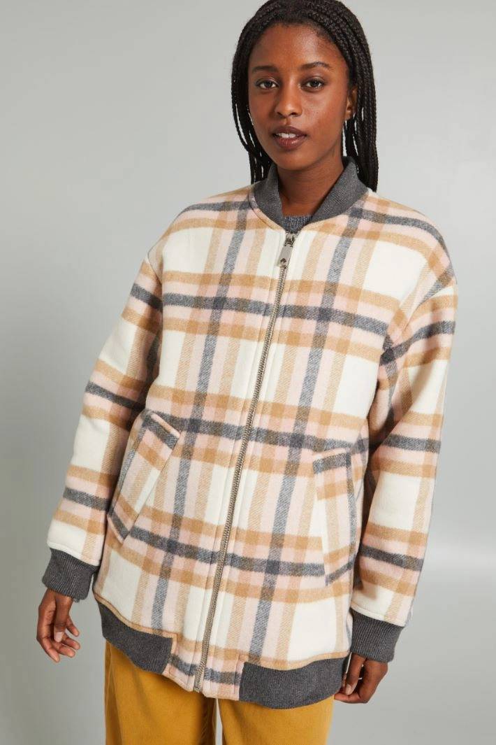 Jacket with slanted pockets - WHITE GREY PINK