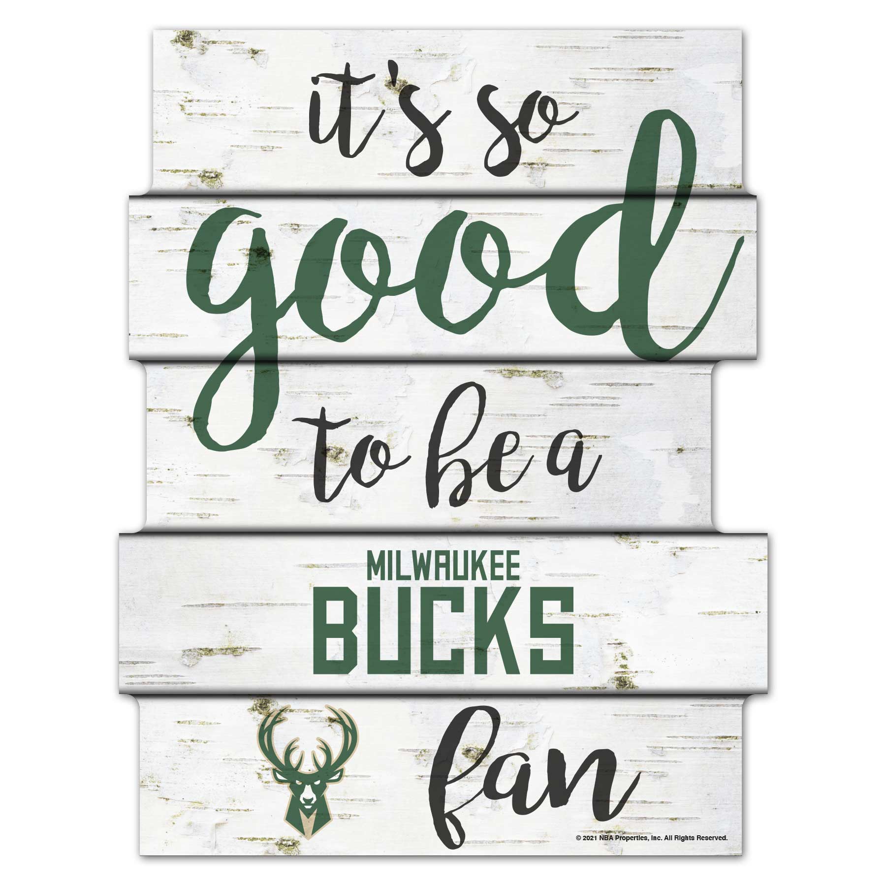 Milwaukee Bucks Birchwood NBA Wood Sign