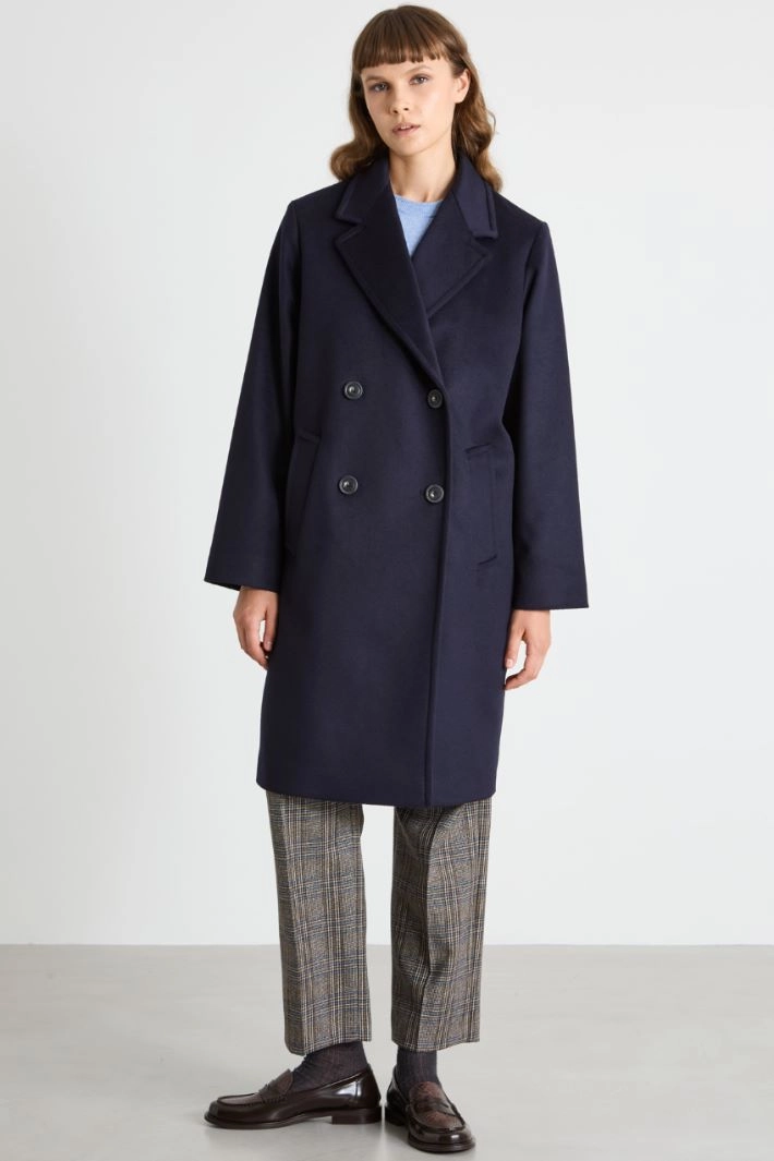 Double-breasted drap coat - NIGHT BLUE