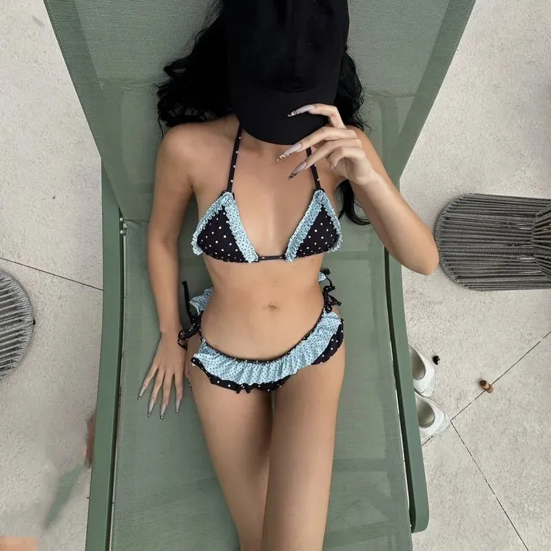 Polka Dot Ruffled Bikini Set