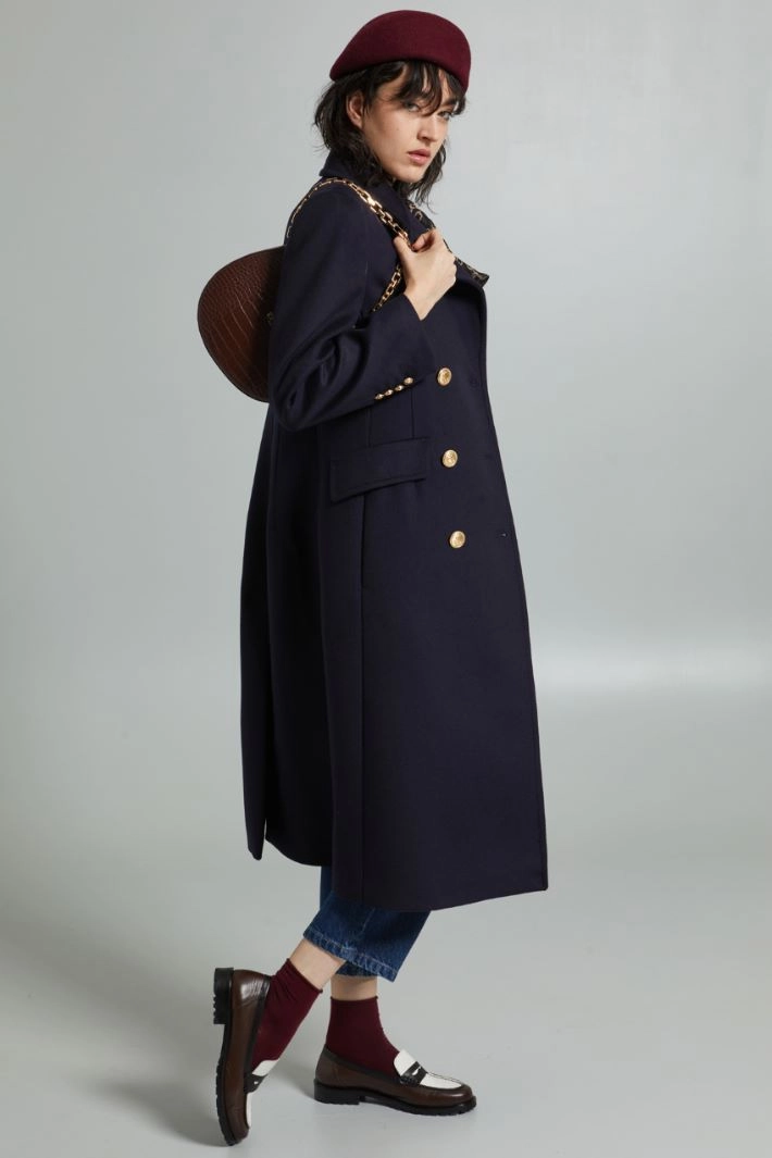 Coat with metal buttons - NIGHT BLUE GOLD