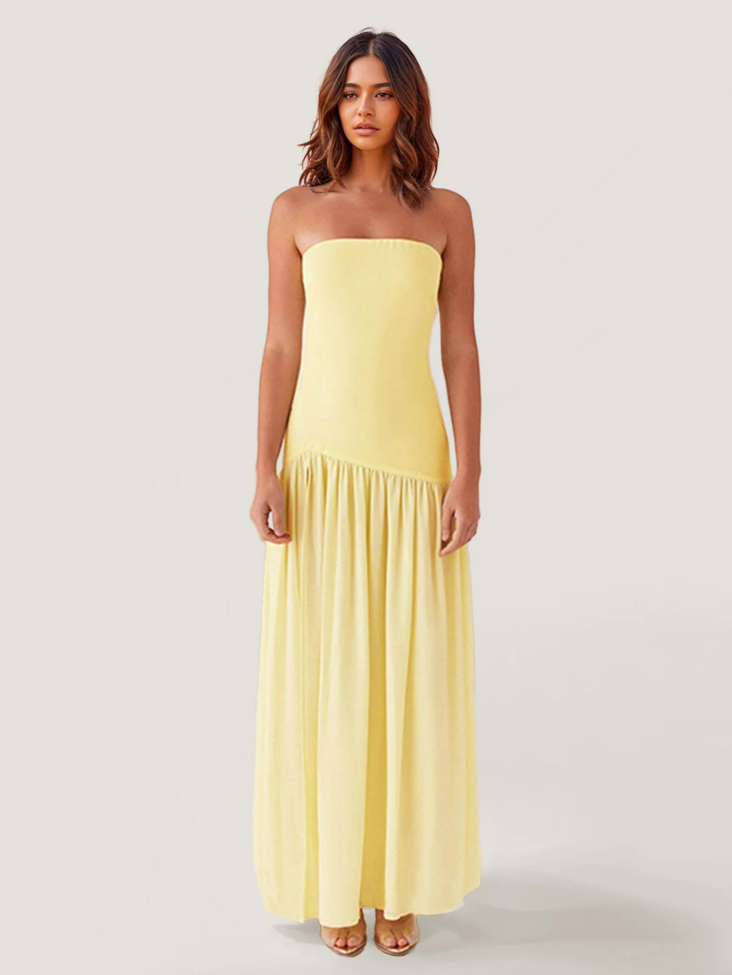 Strapless Ruffle Maxi Dress