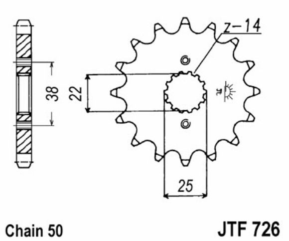 JT. standard steel 726 - 520 15 teethRef: Jtc01854A / 1077468001