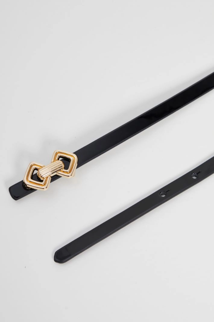 Thin patent leather belt - BLACK