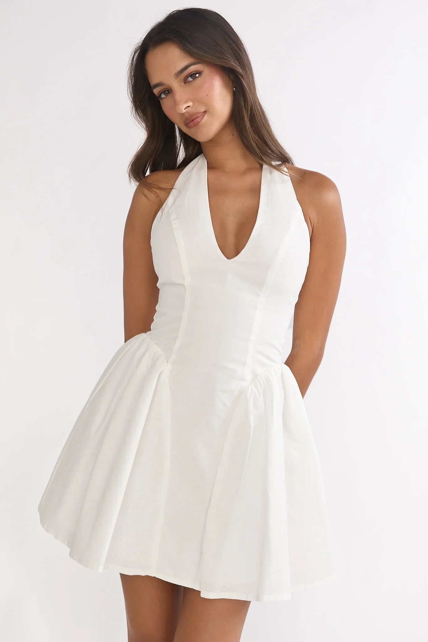 El Corazon Halterneck Mini Dress White