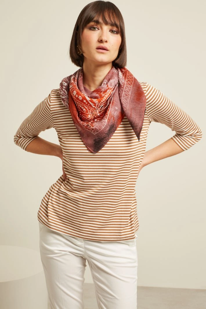 Viscose foulard - RED PURPLE BLACK CLAY