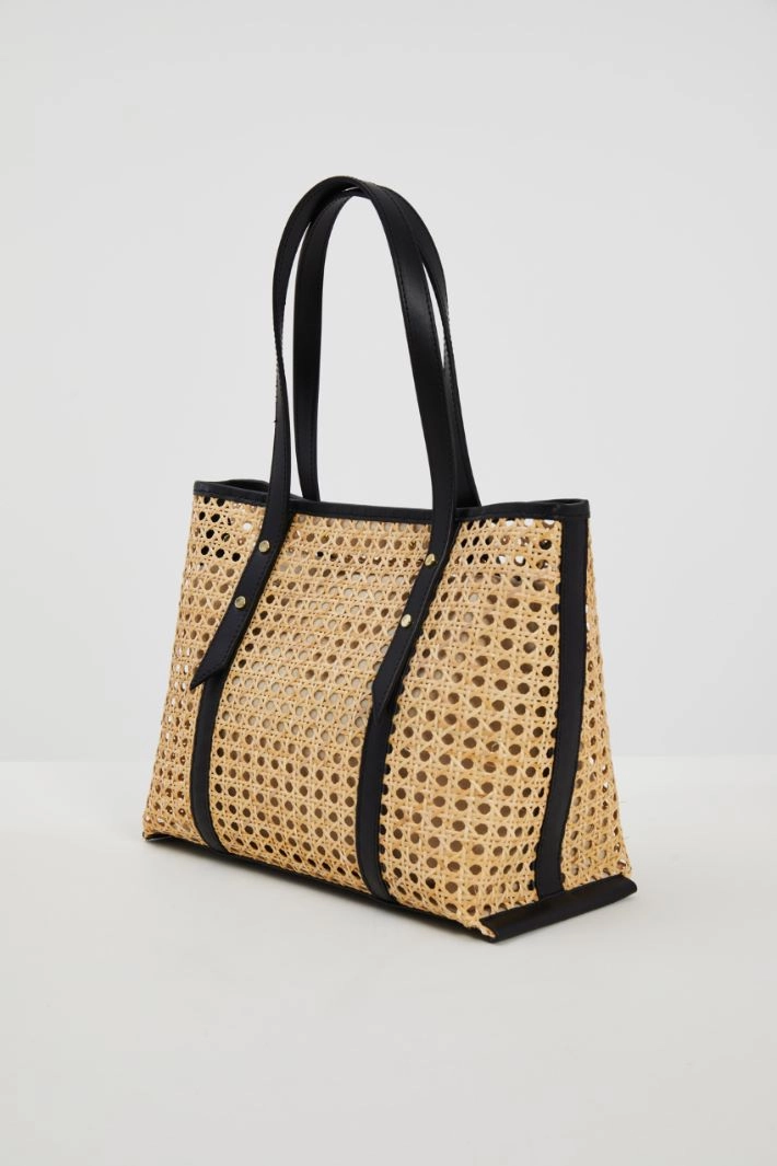 Straw shopping bag - YELLOW STRAW BLACK