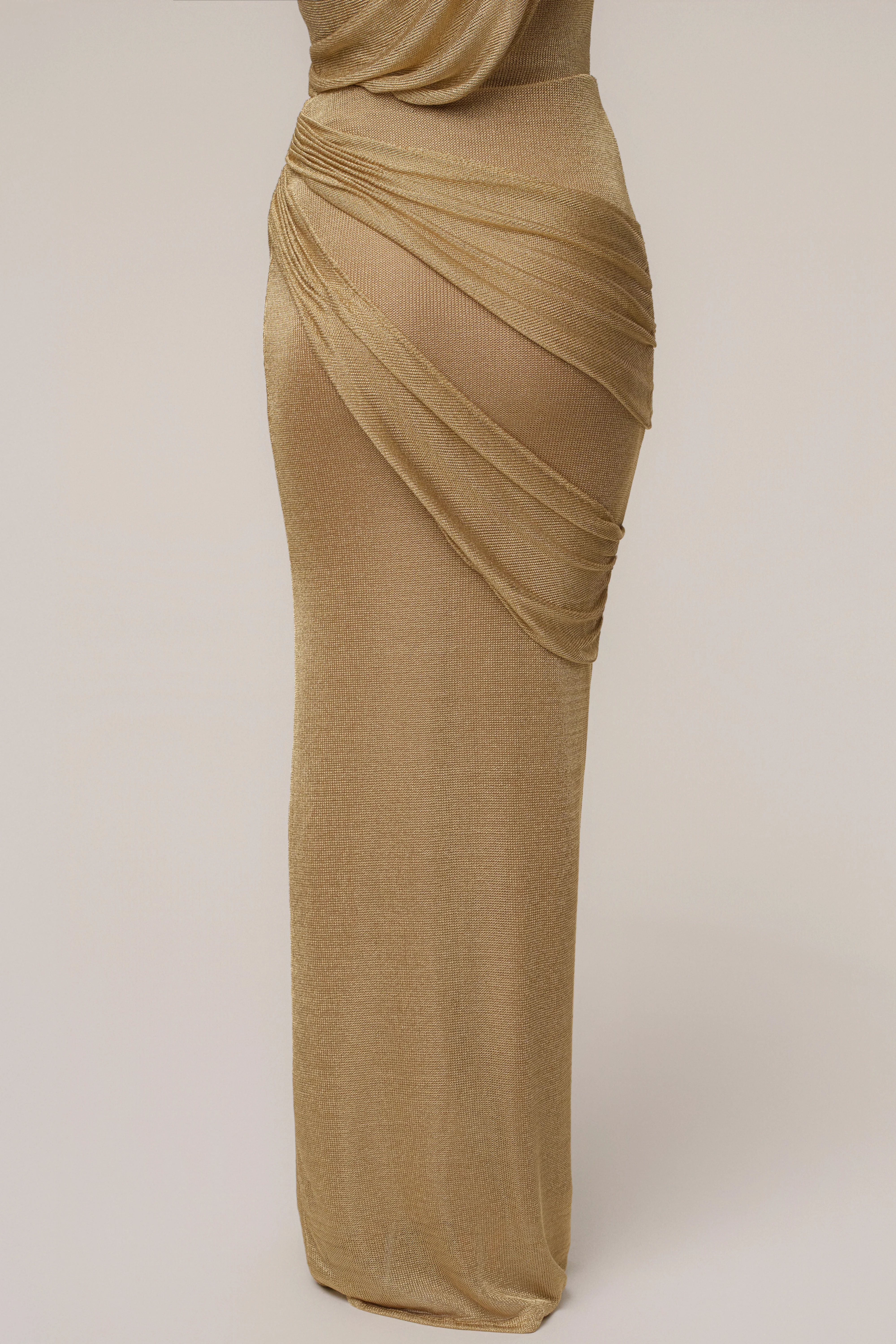 PRE-ORDER Gold Opulent Metallic Maxi Skirt