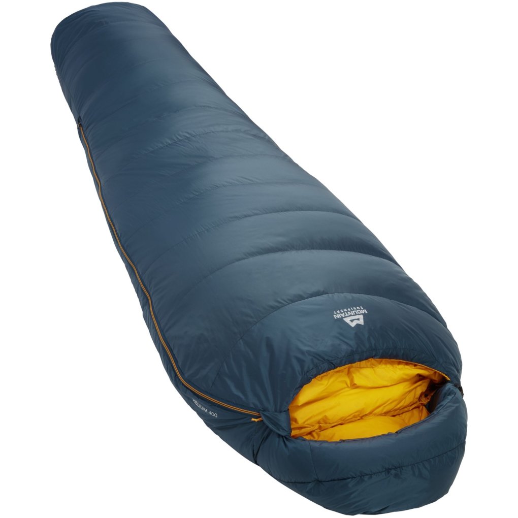 Mountain Equipment Helium 400 Long Sleeping Bag ME-006058 - zip left - majolica blue