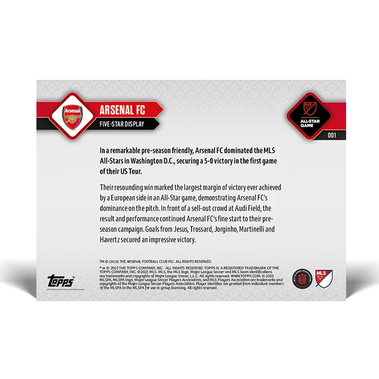 Topps UK - Five-star display - ARSENAL TOPPS NOW® Card #001