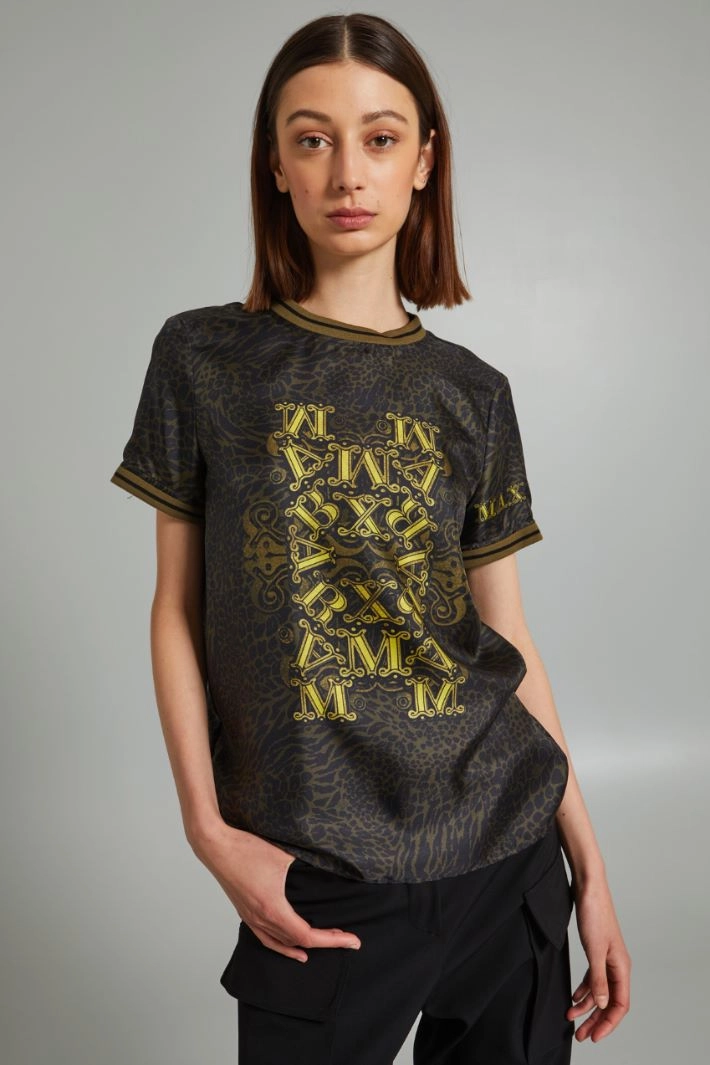Pure silk T-shirt - GREEN BLACK YELLOW