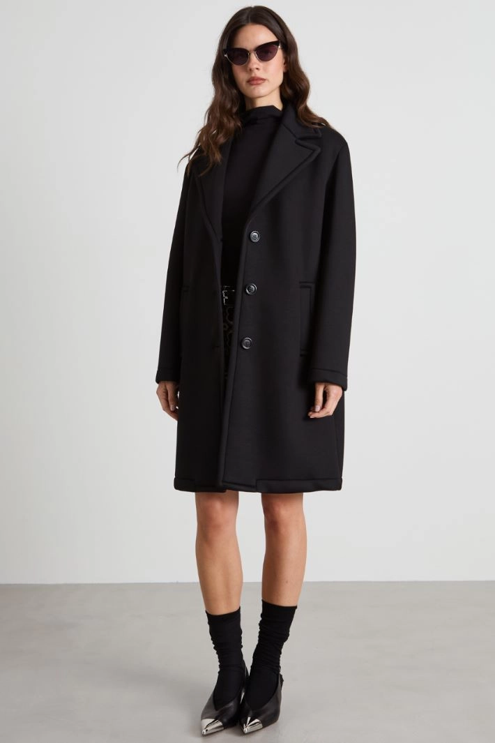 Compact jersey coat - BLACK
