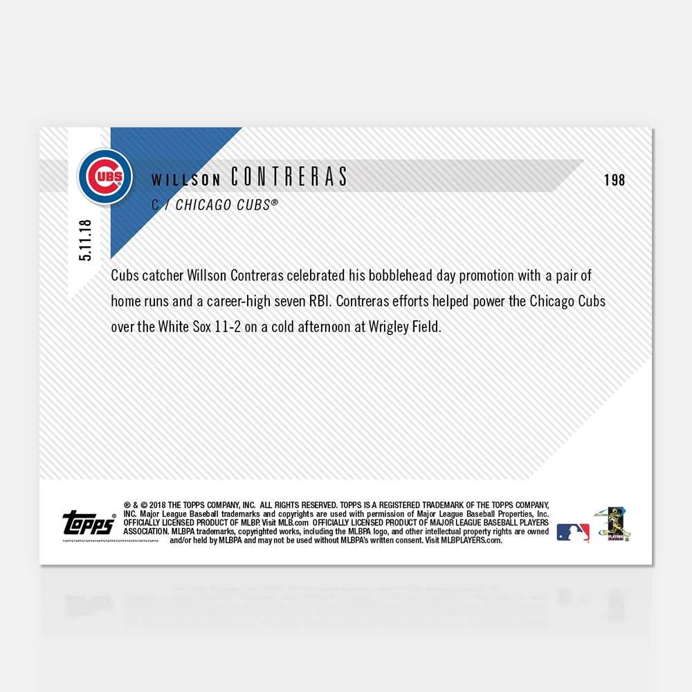 Willson Contreras - 05/11/2018 TOPPS NOW® Card 198 - Print Run: 442