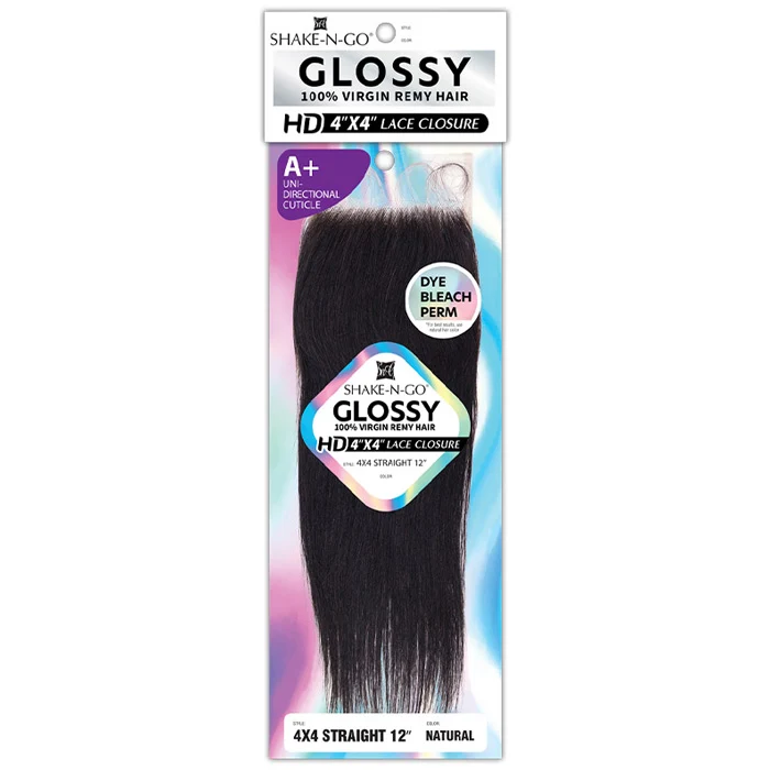 Shake N Go Glossy 100% Virgin Remy Hair HD 4x4 Lace Closure - 4x4 STRAIGHT 12
