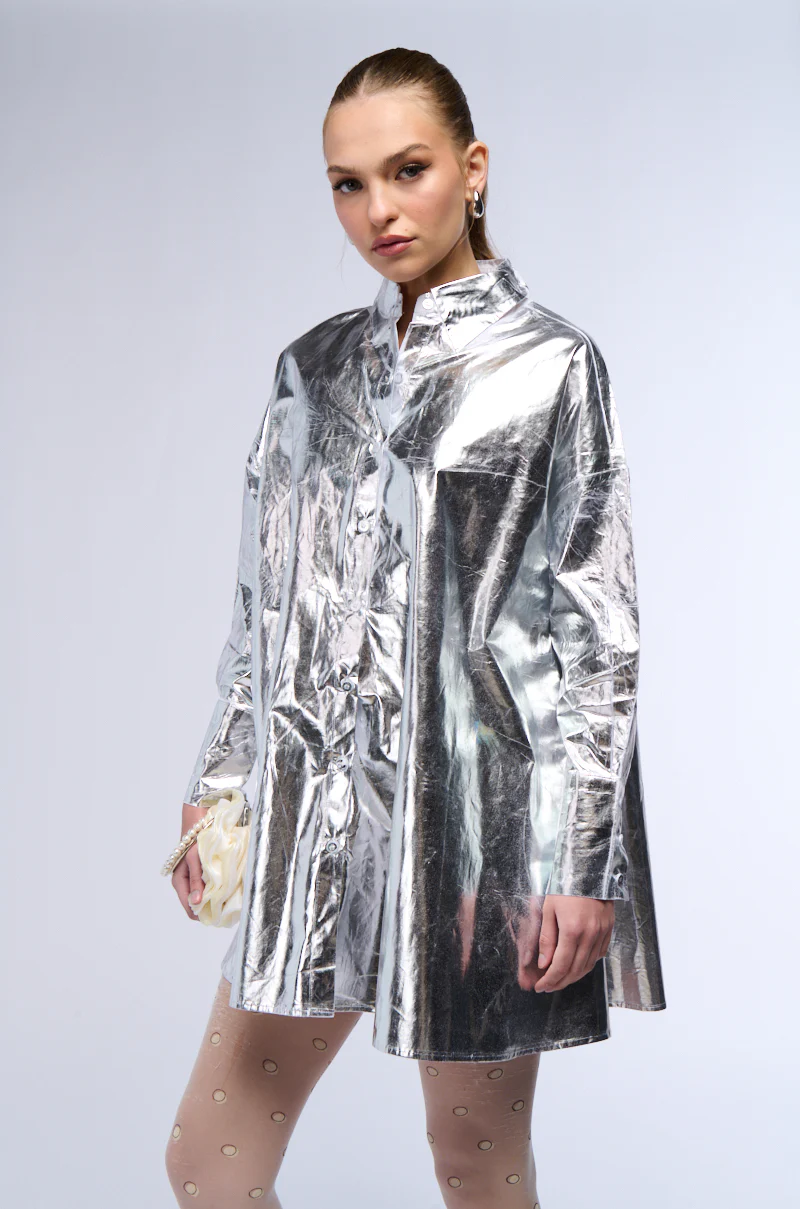 Venessa Faux Leather Shirt Dress