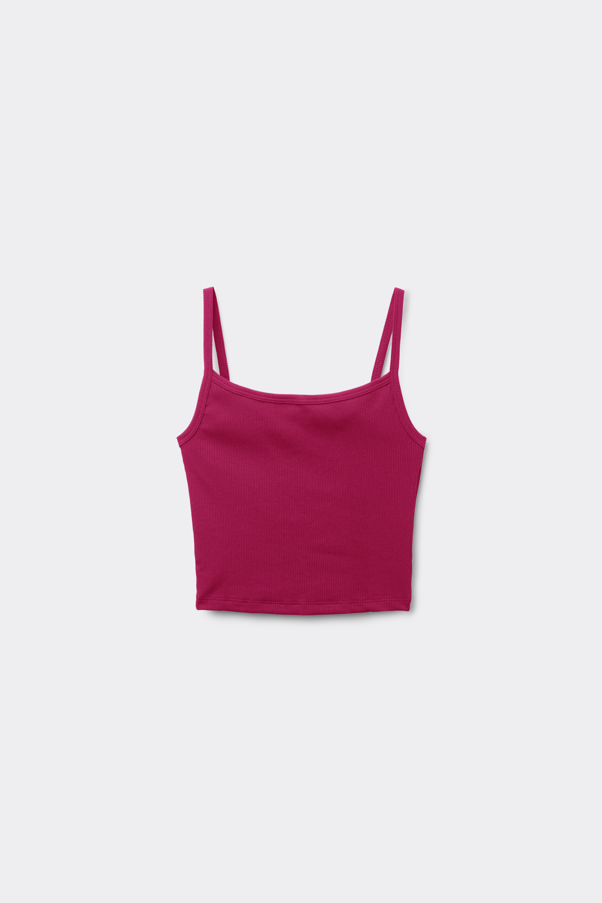 Ribbed Cotton Crop Top with Thin Straps