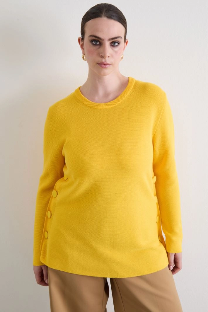 Cotton crepe sweater - YELLOW