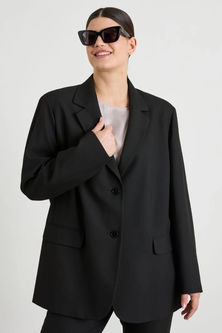 Viscose-blend blazer jacket - BLACK