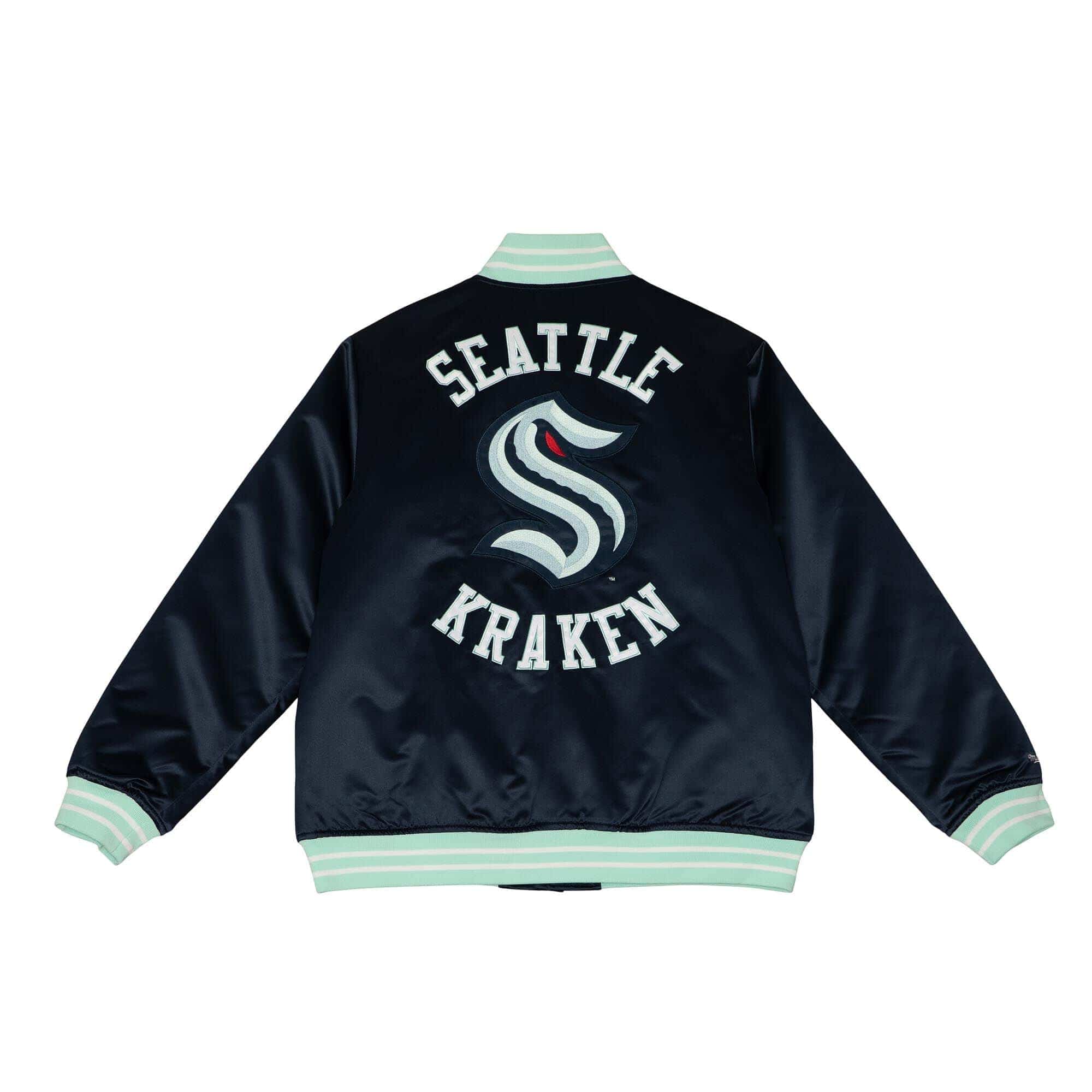 Seattle Kraken Heavyweight Satin Mitchell & Ness NHL Jacket Navy