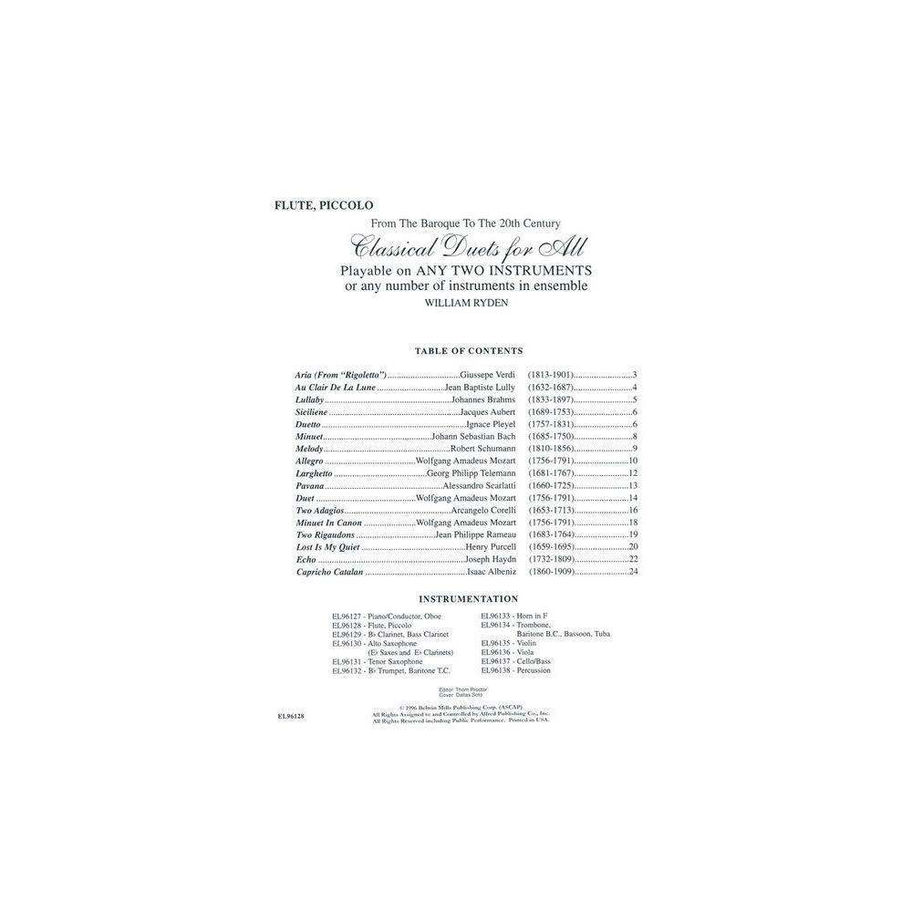 Alfred Music Publishing Classical Duets for All Flute – Thomann Ireland