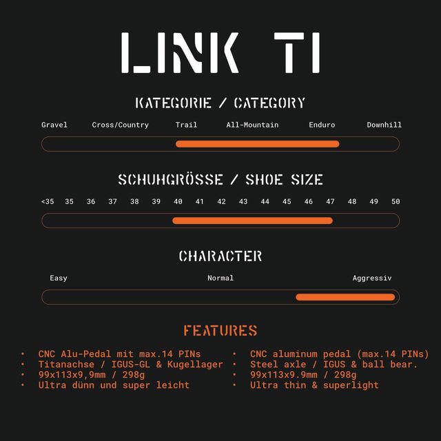 Tatze LINK TI Flat Pedals - black