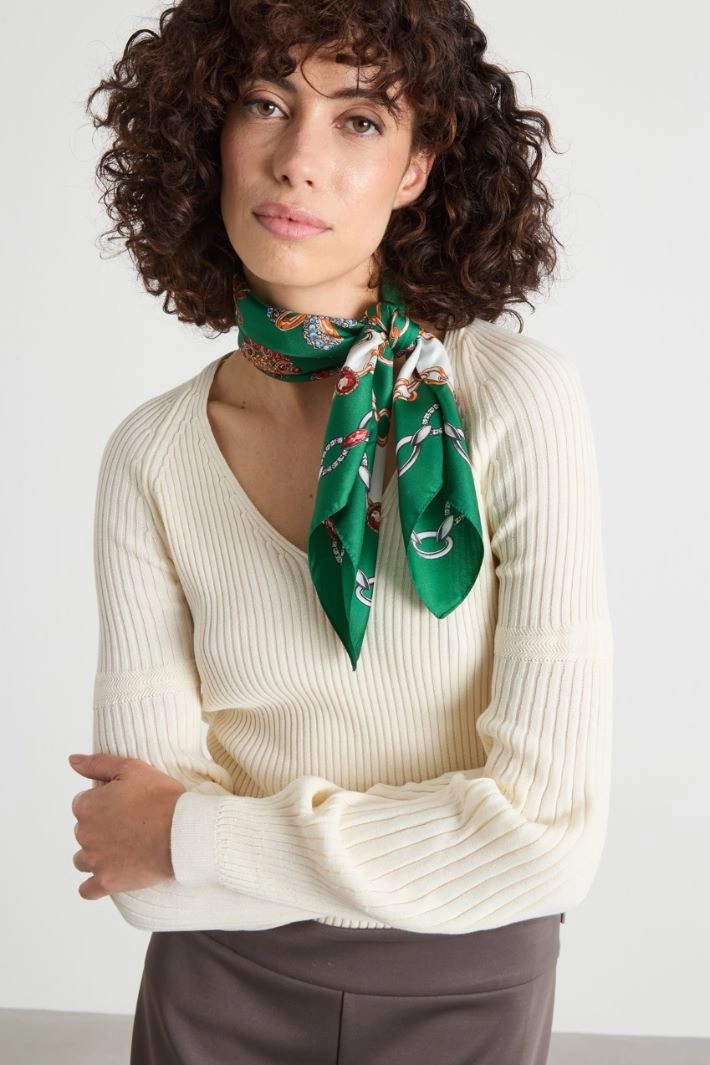 Printed silk scarf - GREEN