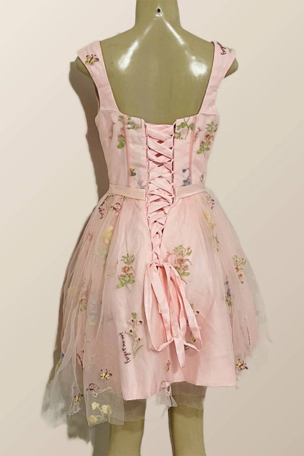 Cap Sleeves Pink Floral Short Prom Dress