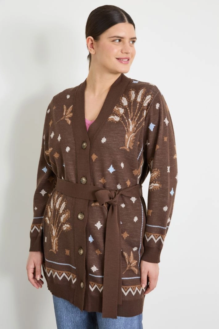 Wool blend cardigan - BROWN