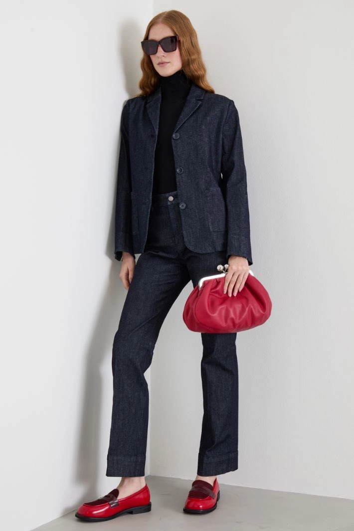 Straight denim blazer - DARK BLUE