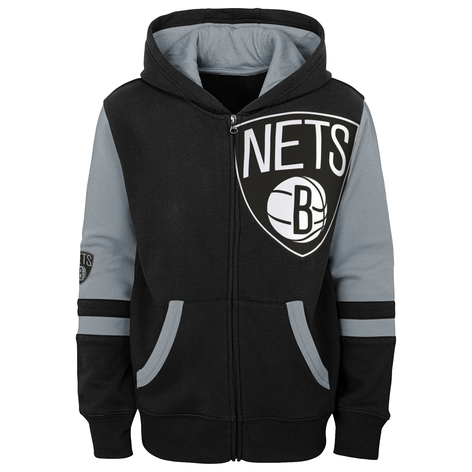 Brooklyn Nets Fleece NBA Full-Zip Hoodie Black (YOUTH)