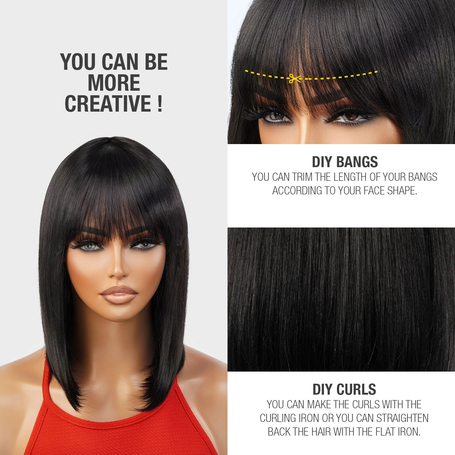 Shoulder Length Straight Bob with Bang Wig SEXY15