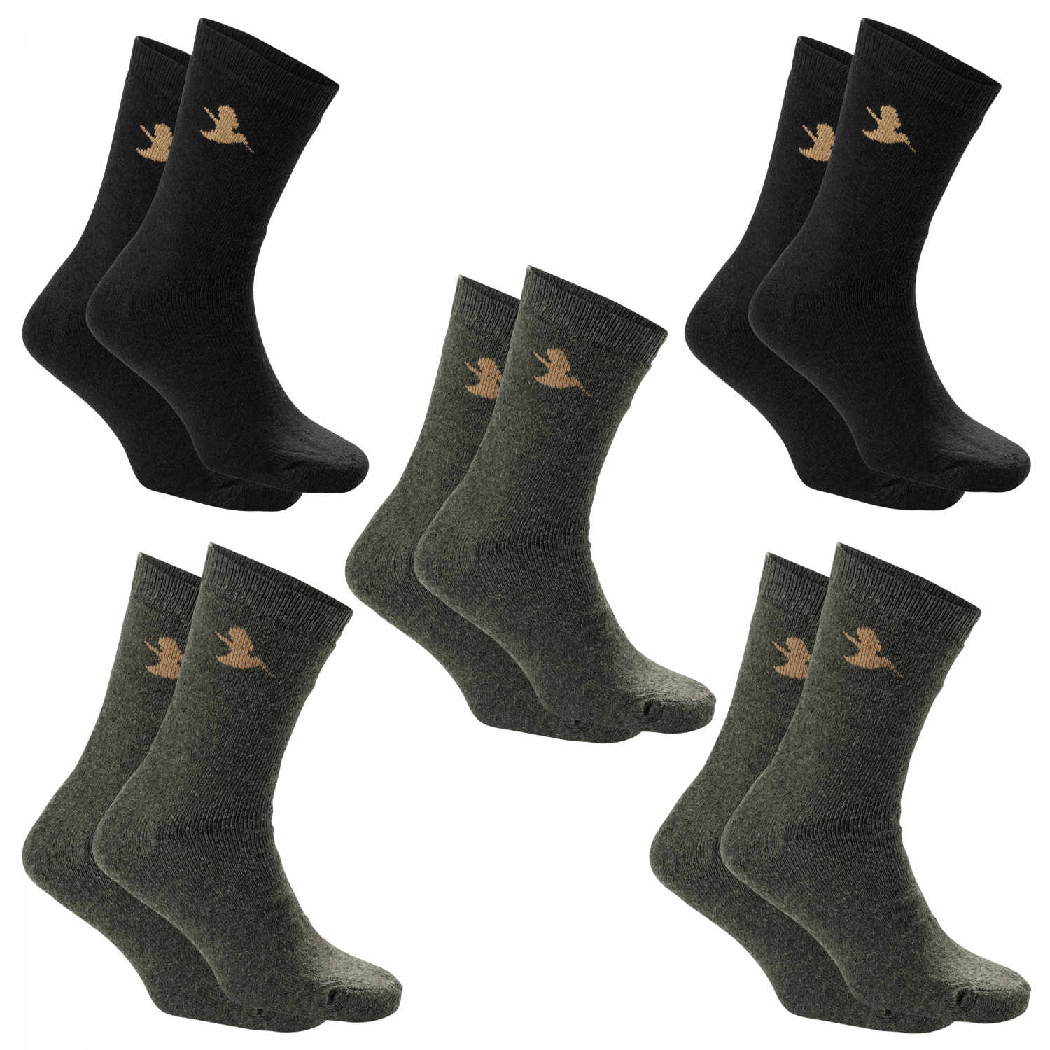 il Lago Prestige Set Of 5: Geo Pro Thermal Socks Unisex (Olive\/Black)