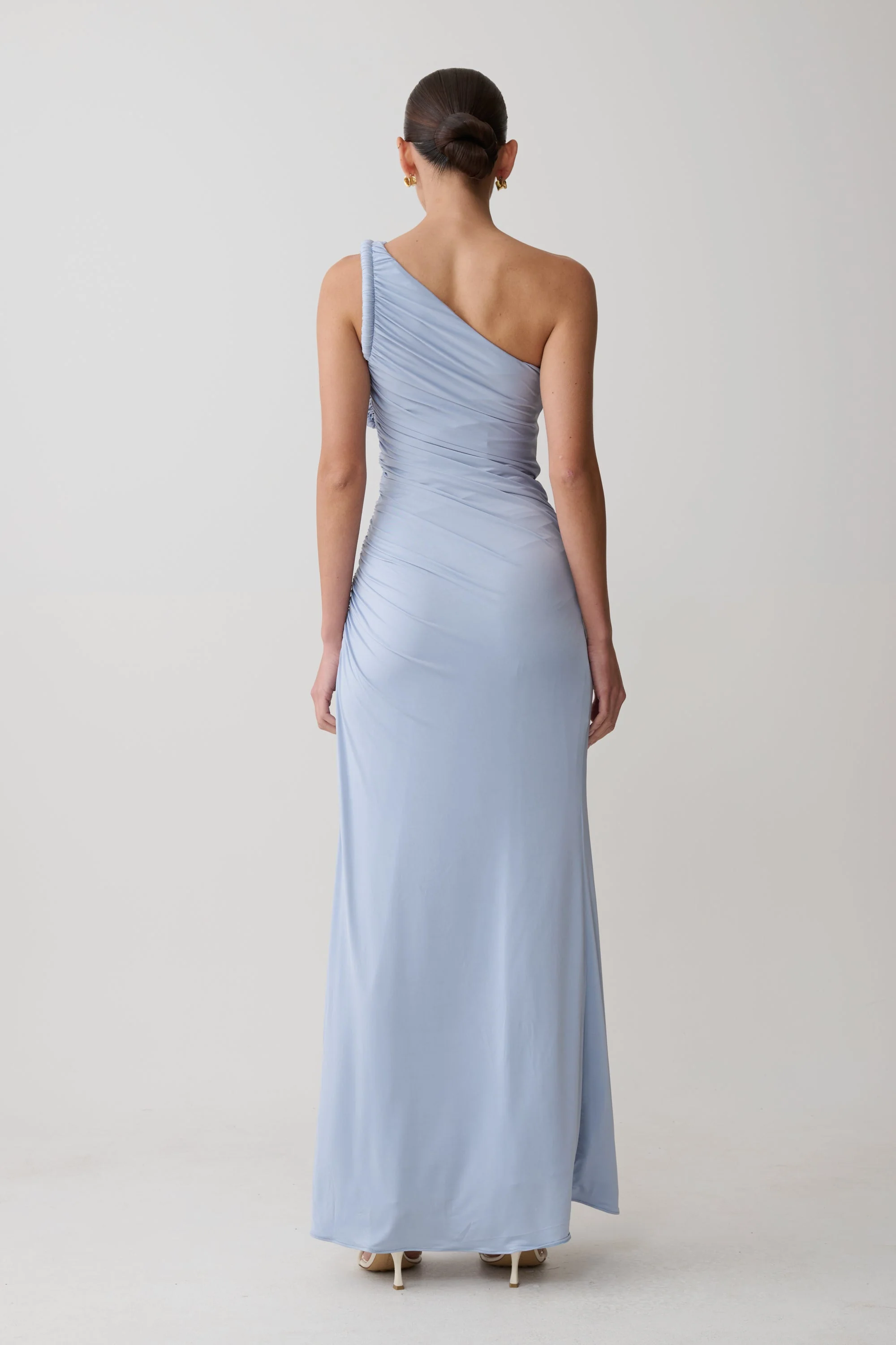 Ryn Twisted One Shoulder Maxi Dress - Sky Blue