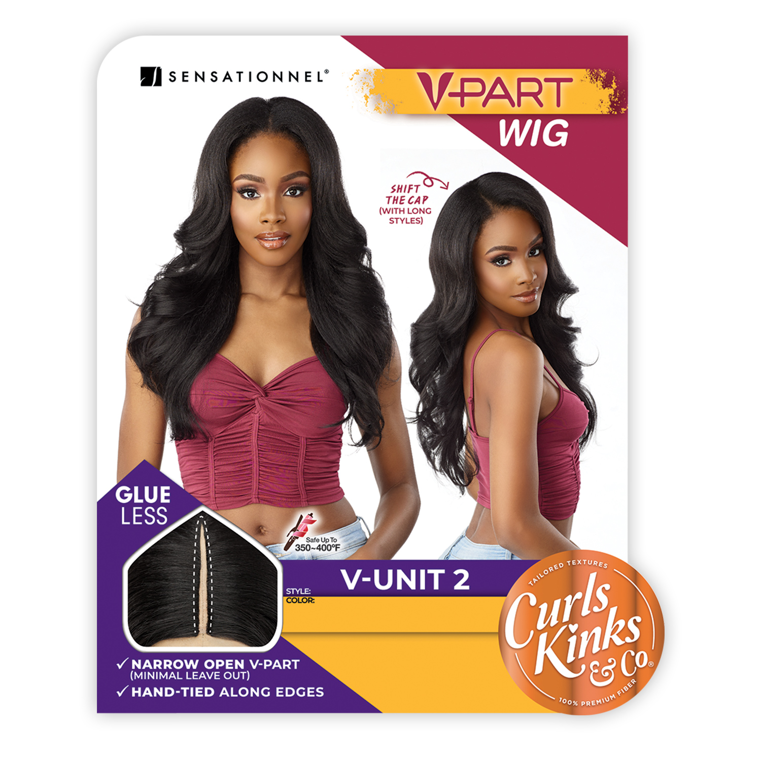 Sensationnel V-Part Wig Curls Kinks N Co Glueless V-Unit 2