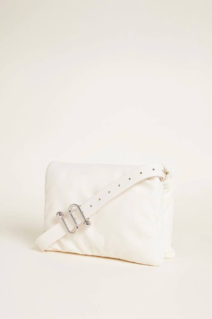 Padded nappa leather shoulder bag - WHITE