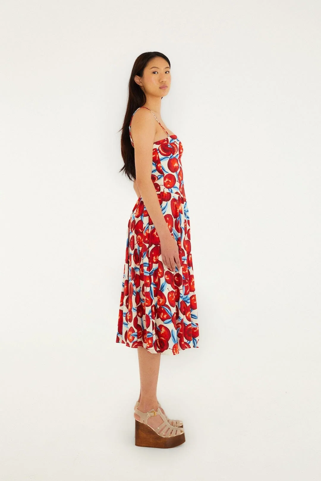 Cherry Blossom Sleeveless Midi Dress