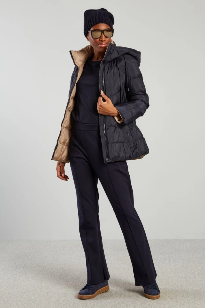 Belted down jacket - NIGHT BLUE BEIGE