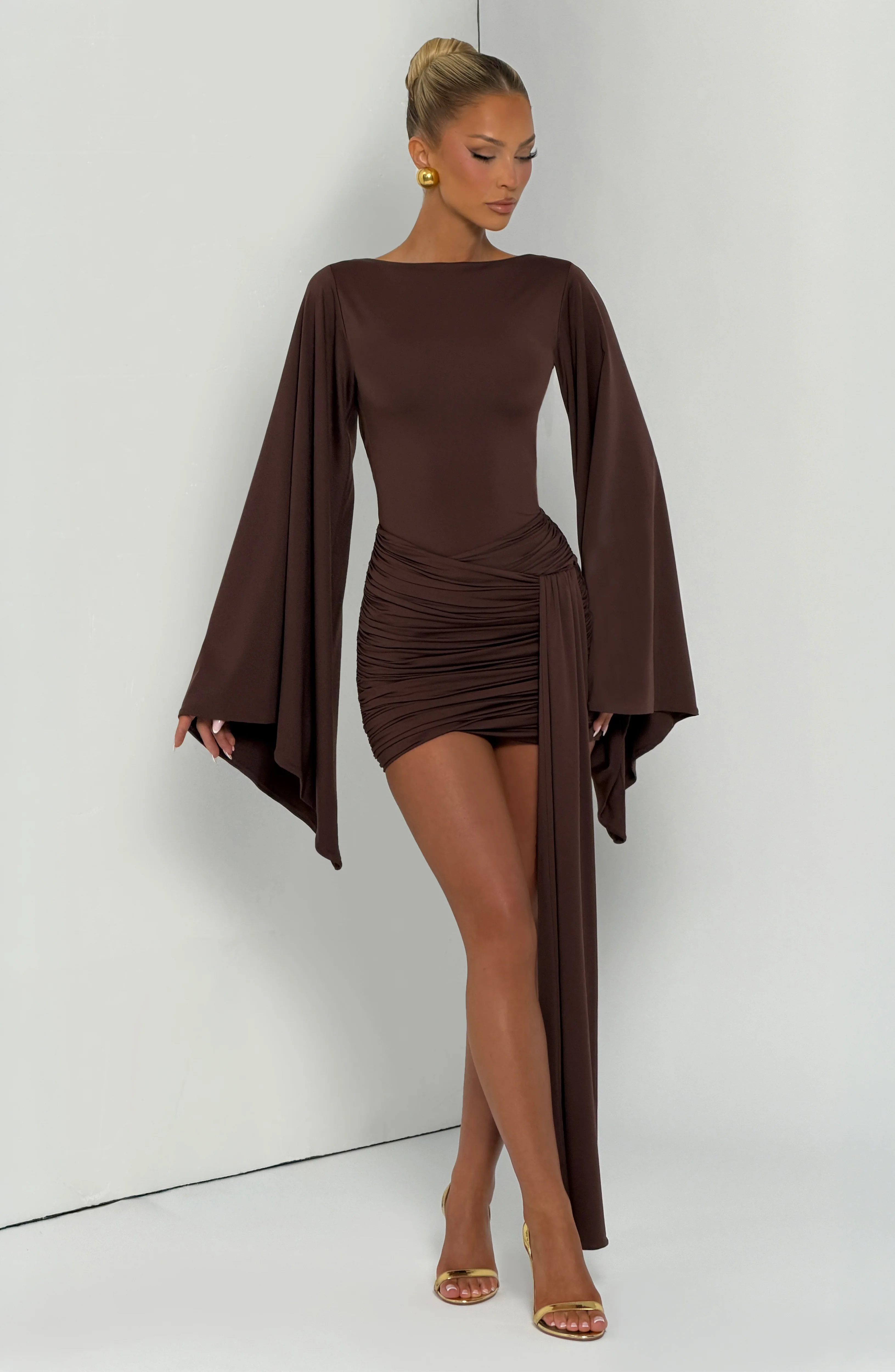 Lucetta Mini Dress - Plum Brown
