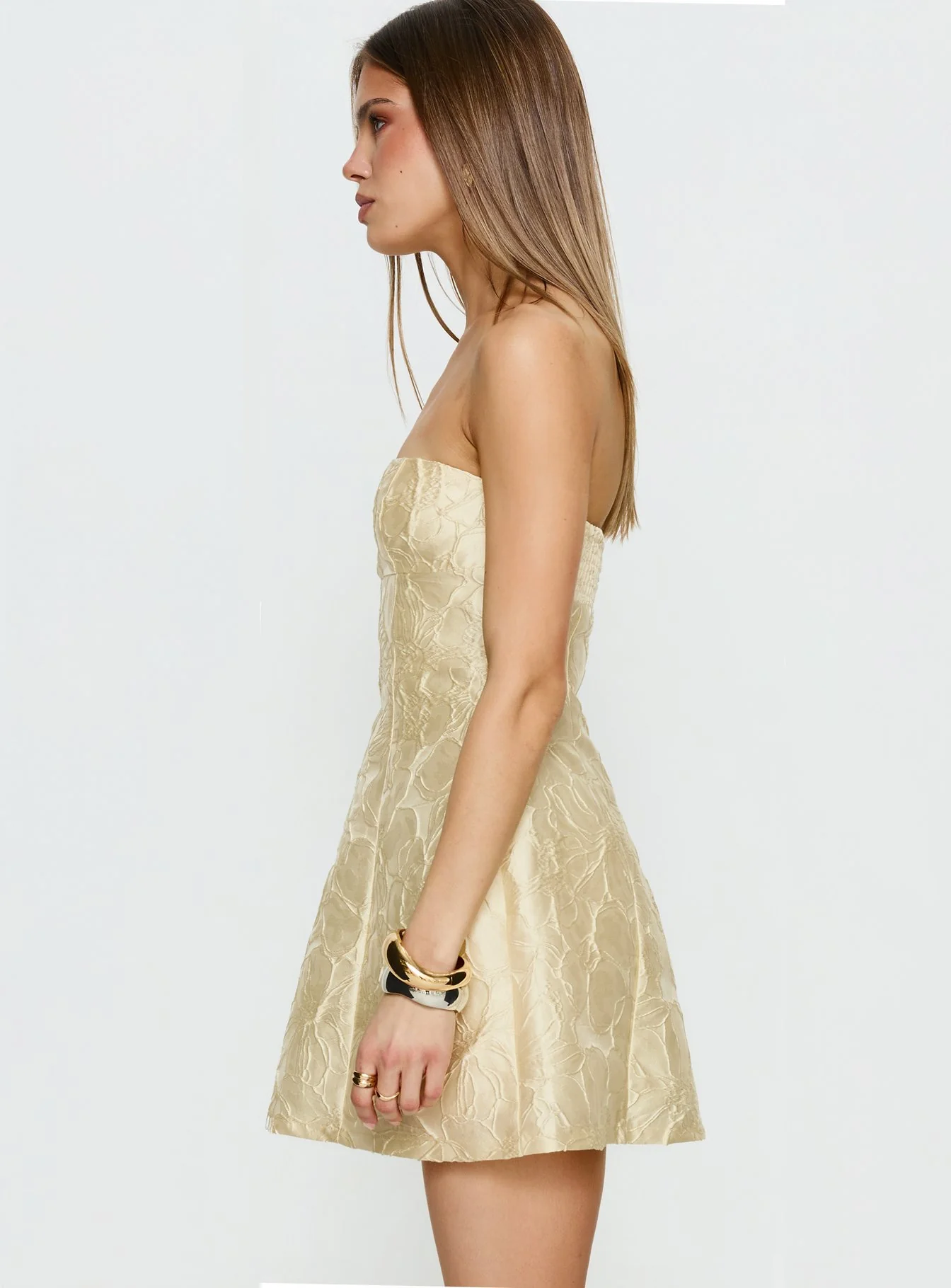 Cross Your Heart Strapless Mini Dress Lemon