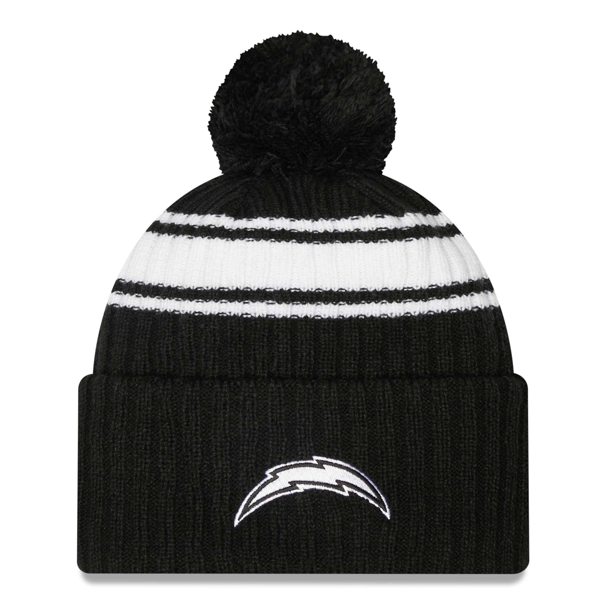 Los Angeles Chargers Official 2022 NFL Sideline New Era Sport Knit Hat Black & White