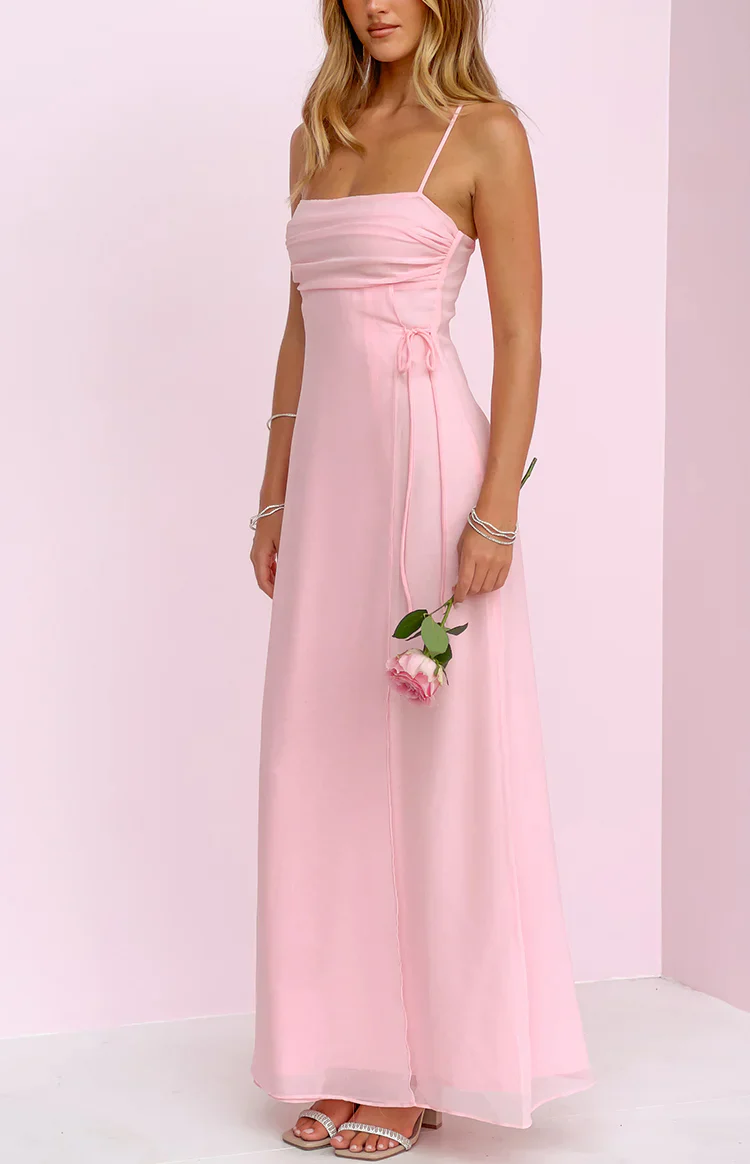 Flossie Pink Sleeveless Prom Dress