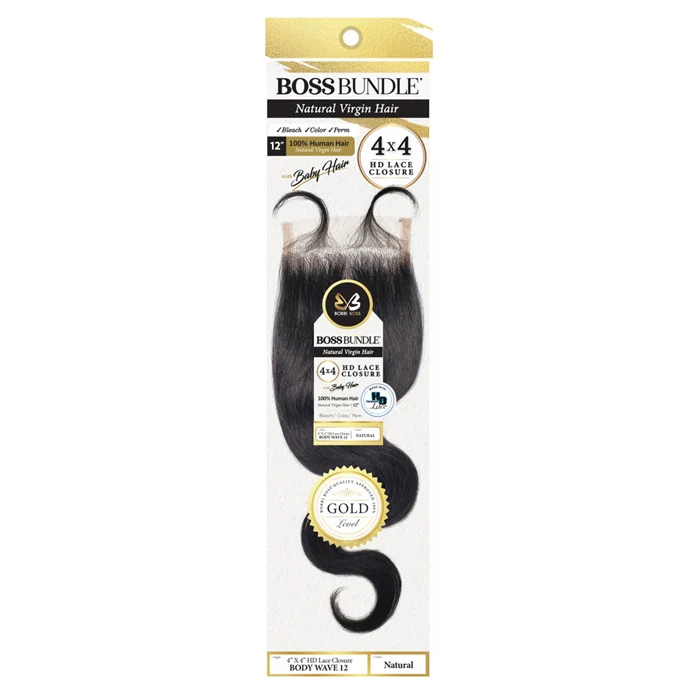 Bobbi Boss Bundle Natural Virgin Hair 4X4 HD Lace Closure - CURLY 12