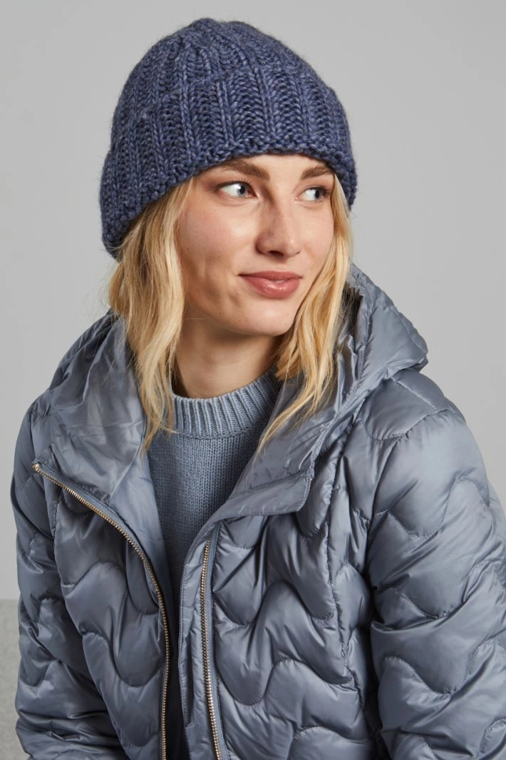 Turn-up beanie hat - BLUE STEEL