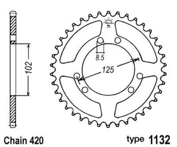 Standard Steel Sprocket B1 - 420Ref: Bone00013A / 1047670