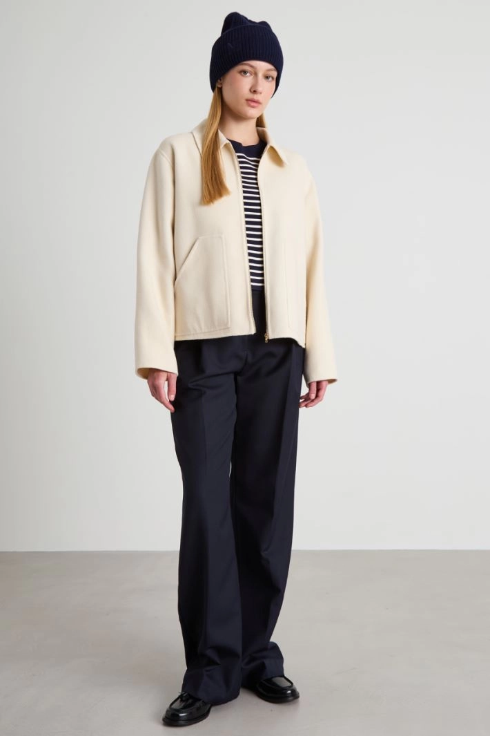 Double cloth jacket with zip - IVORY