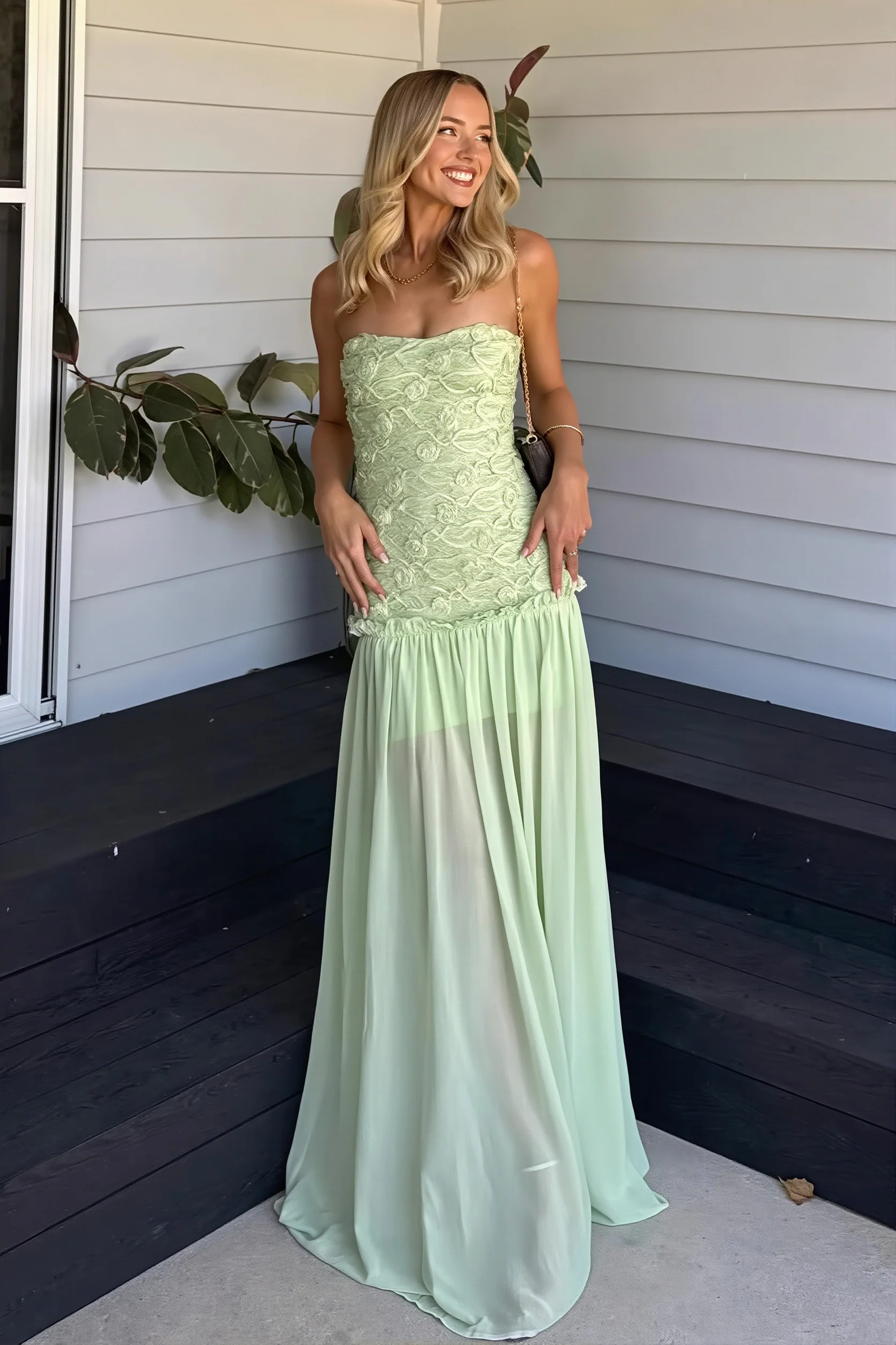 Chiffon Floral Bandeau Cami Maxi Dress